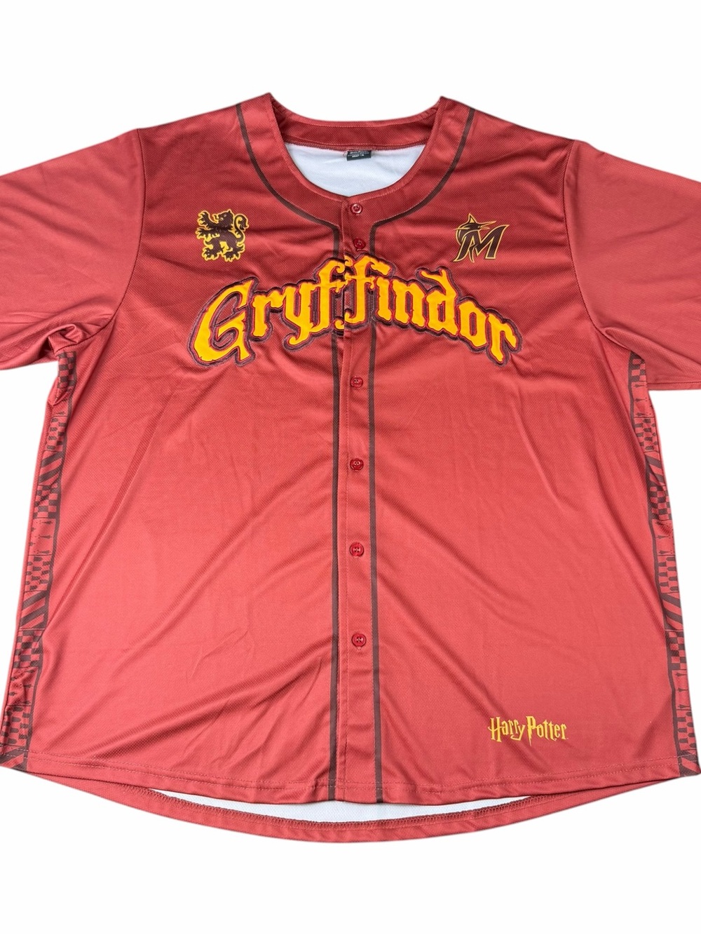 Miami Marlins x Harry Potter Gryffindor Wizard MLB Baseball Jersey Red Size XL